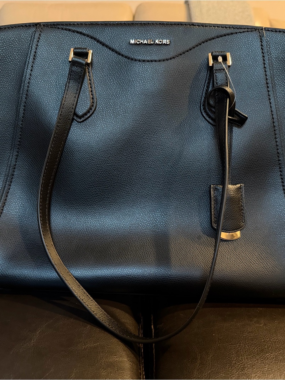 Michael Kors Black Pebbled Leather Tote with Gold Accents - NEW WITH TAGS